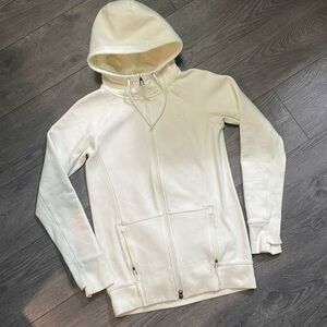 Under armour white long  zip up gold gear hoodie size small